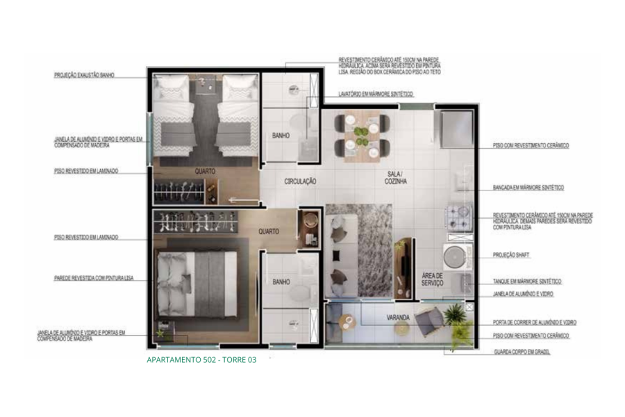 APARTAMENTOS • TIPO VARANDA
