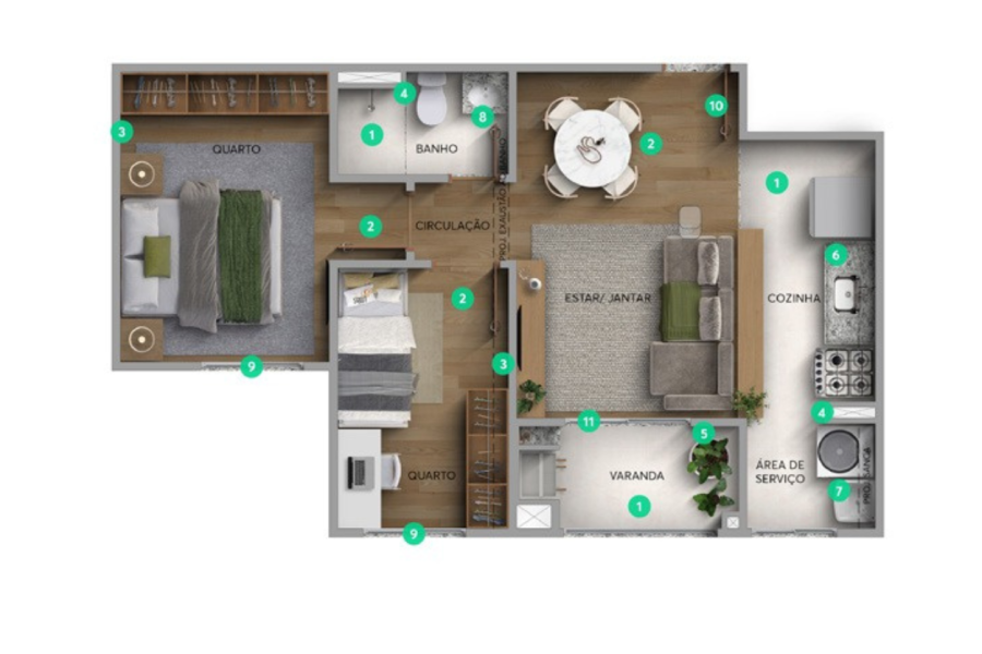 PLANTA APARTAMENTO COM VARANDA Epic Torre 1 _ Apartamento 206