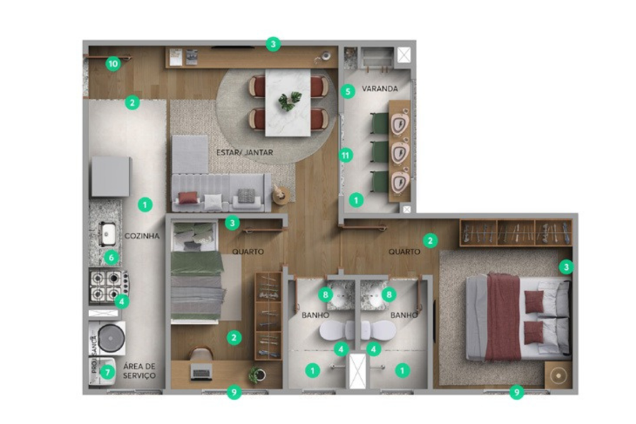PLANTA APARTAMENTO COM VARANDA Epic Torre 1 _ Apartamento 208
