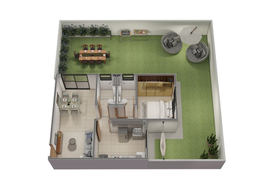 PLANTA ISOMÉTRICA APARTAMENTO 102 - TORRE 01