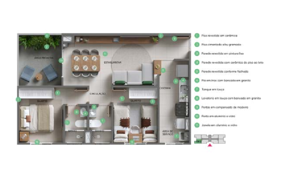 Planta Apartamento com área privativa
