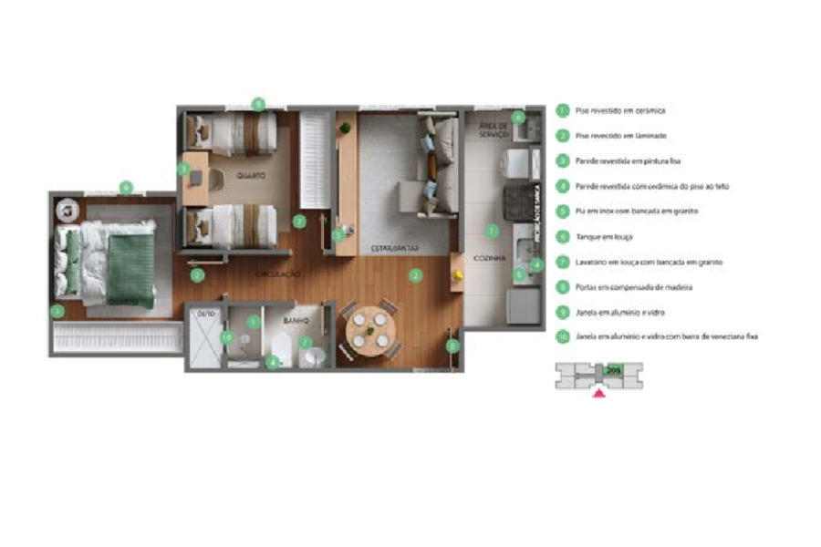 Planta Torres 01 - Apartamento 205