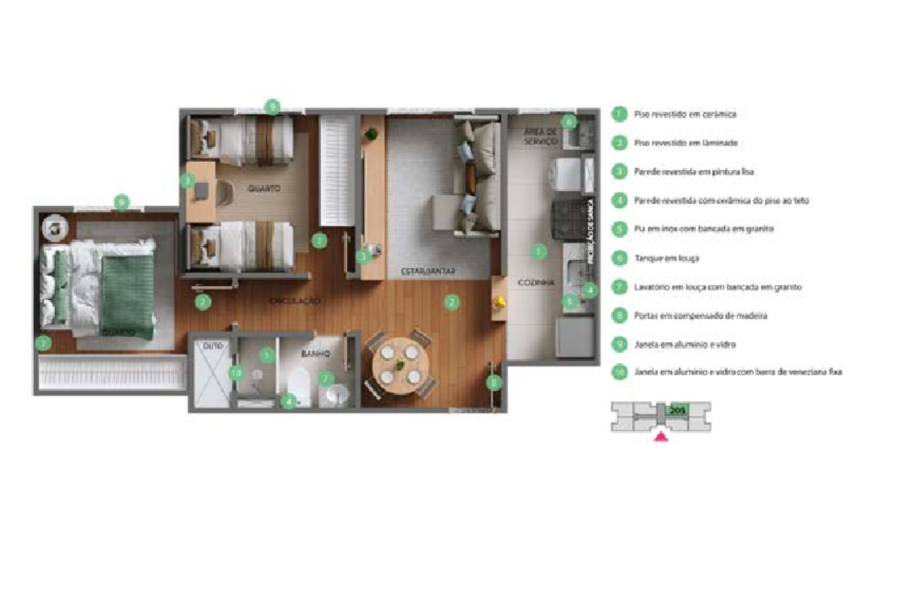 Planta apartamento Torres 01 - Apartamento 205