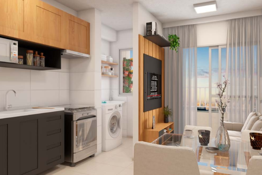 SALA E COZINHA INTEGRADAS